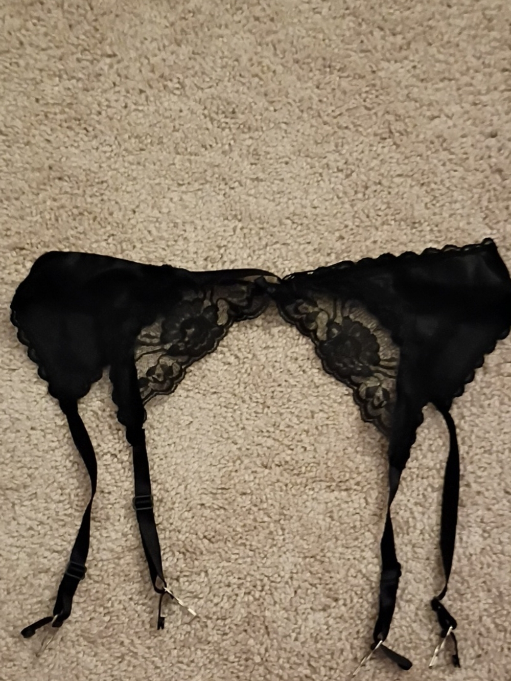 Frederick's of Hollywood Black Lace & Satin Garter Belt